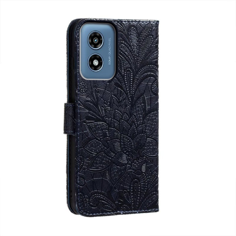 For Motorola Moto G Play 2024 Lace Flower Embossing Flip Leather Phone Case