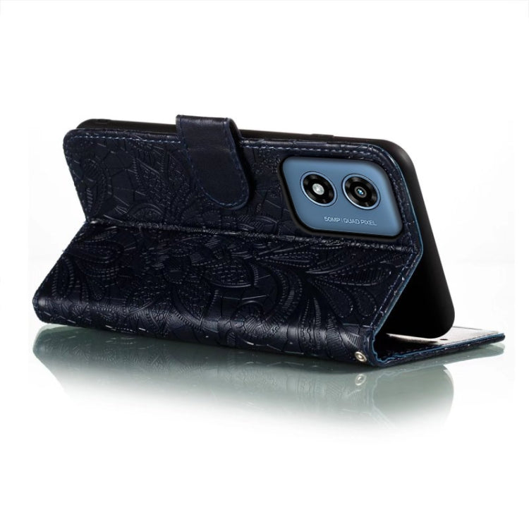 For Motorola Moto G Play 2024 Lace Flower Embossing Flip Leather Phone Case