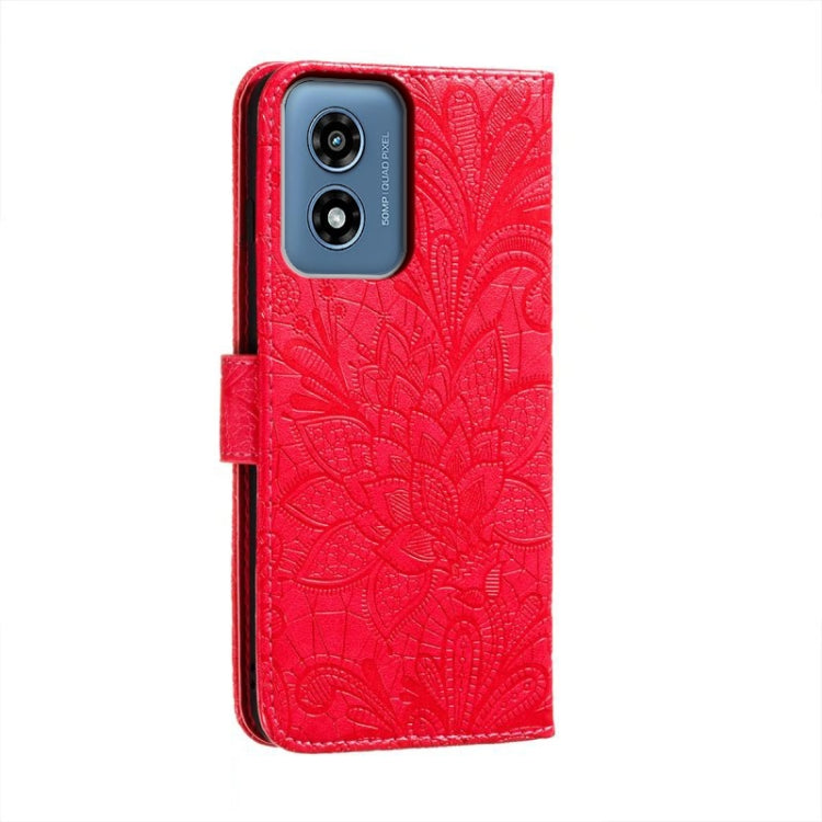 For Motorola Moto G Play 2024 Lace Flower Embossing Flip Leather Phone Case