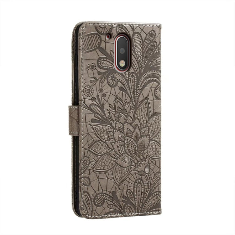 For Motorola Moto G4 Lace Flower Embossing Flip Leather Phone Case