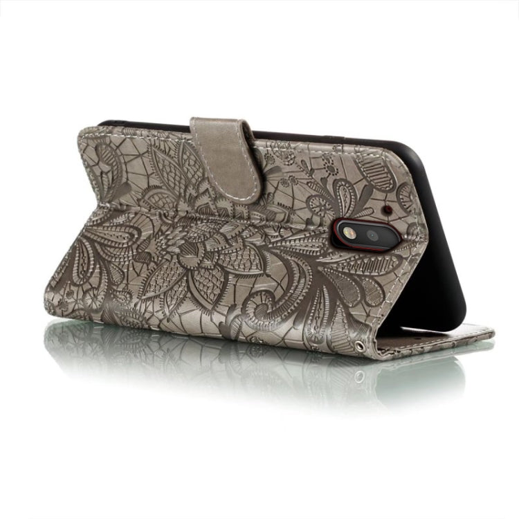 For Motorola Moto G4 Lace Flower Embossing Flip Leather Phone Case