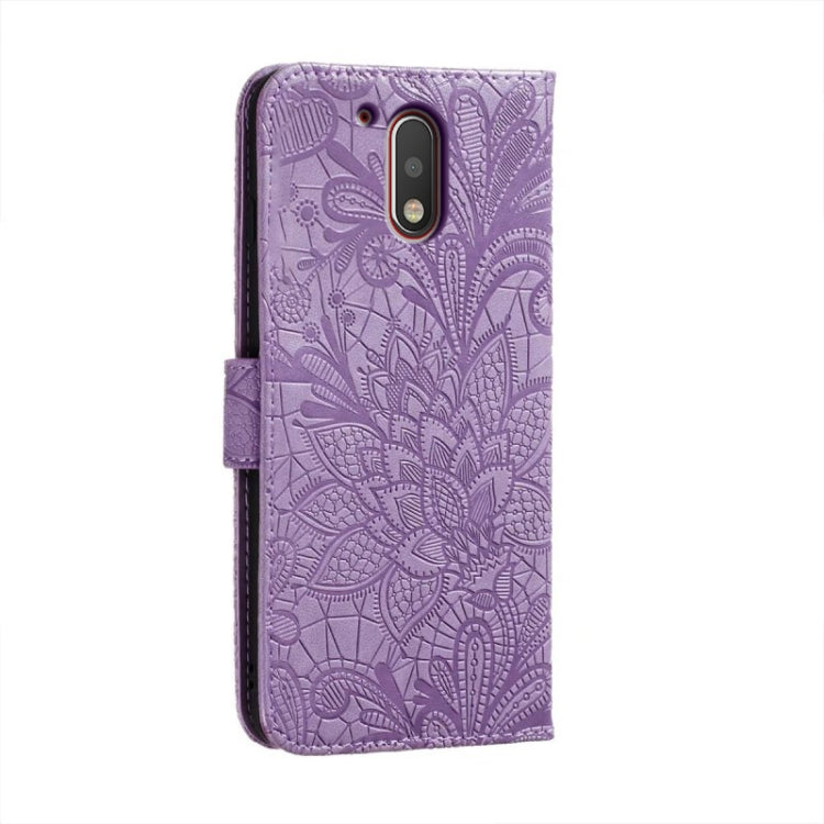 For Motorola Moto G4 Lace Flower Embossing Flip Leather Phone Case
