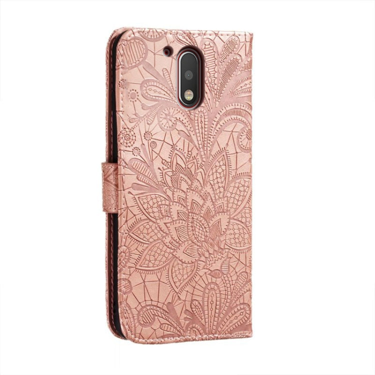 For Motorola Moto G4 Lace Flower Embossing Flip Leather Phone Case