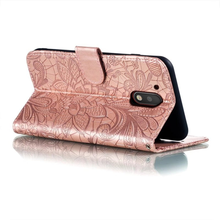 For Motorola Moto G4 Lace Flower Embossing Flip Leather Phone Case