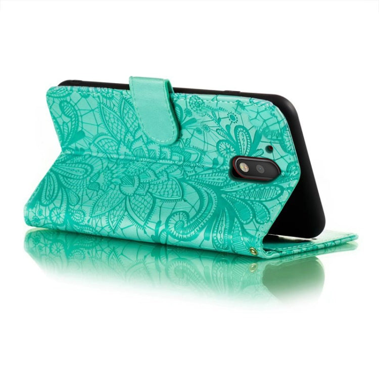For Motorola Moto G4 Lace Flower Embossing Flip Leather Phone Case