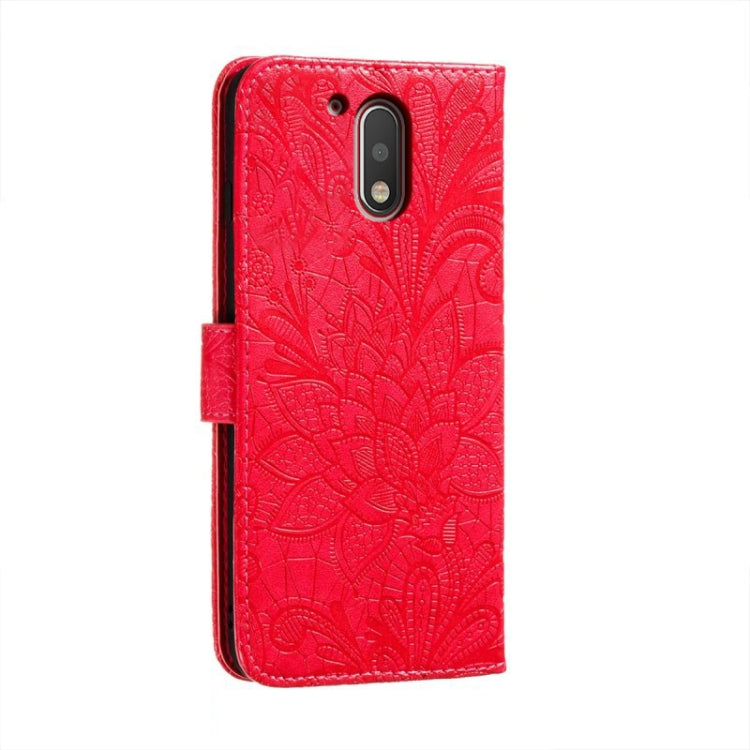 For Motorola Moto G4 Lace Flower Embossing Flip Leather Phone Case