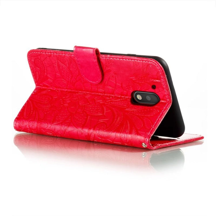 For Motorola Moto G4 Lace Flower Embossing Flip Leather Phone Case