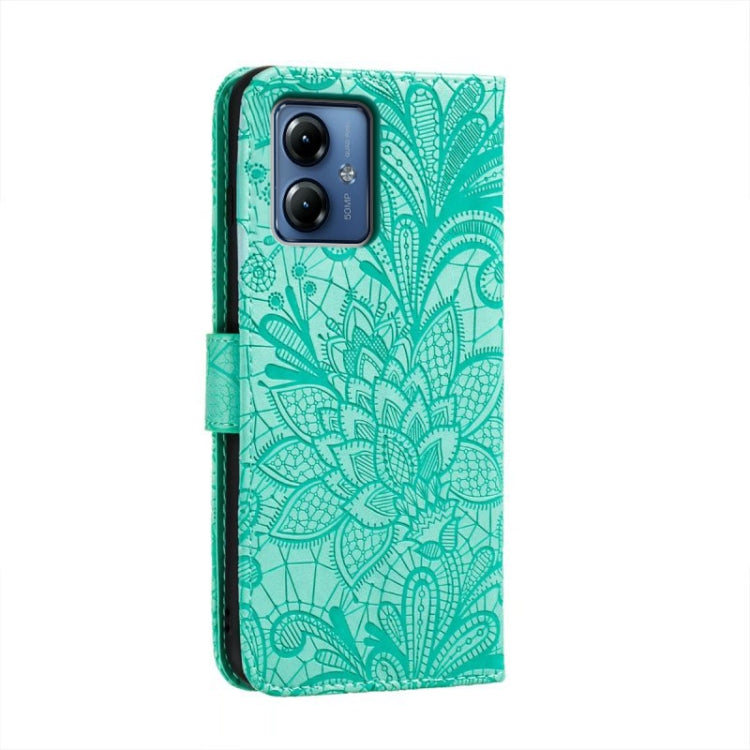 For Motorola Moto G14 Lace Flower Embossing Flip Leather Phone Case