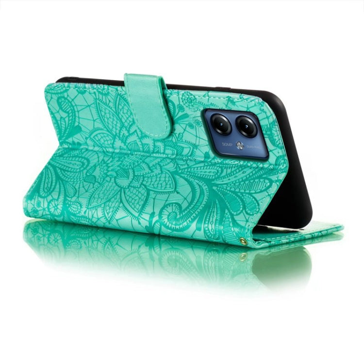 For Motorola Moto G14 Lace Flower Embossing Flip Leather Phone Case