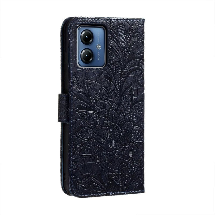 For Motorola Moto G14 Lace Flower Embossing Flip Leather Phone Case