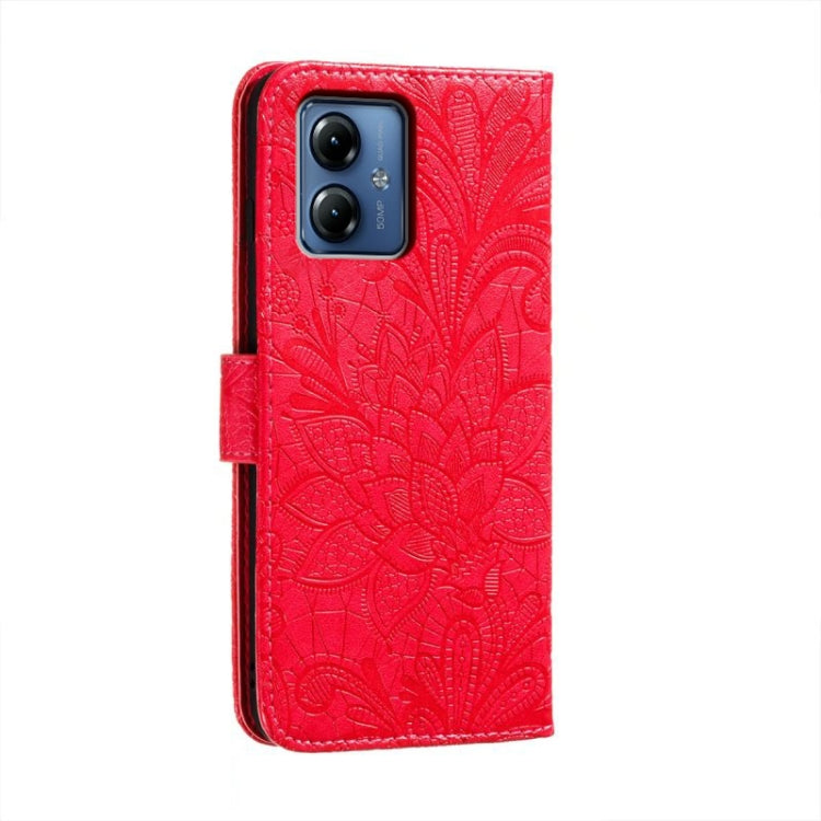 For Motorola Moto G14 Lace Flower Embossing Flip Leather Phone Case