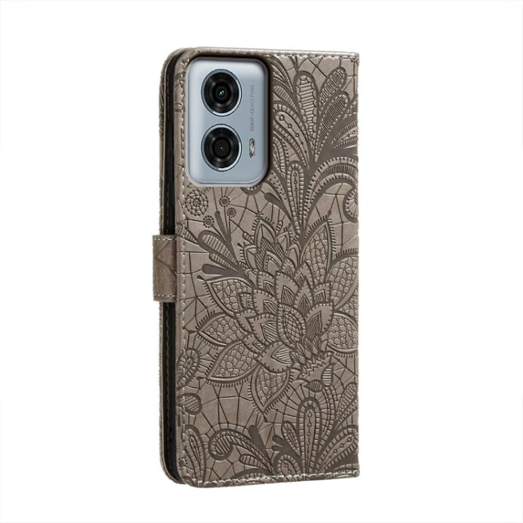 For Motorola Moto G24 Power Lace Flower Embossing Flip Leather Phone Case