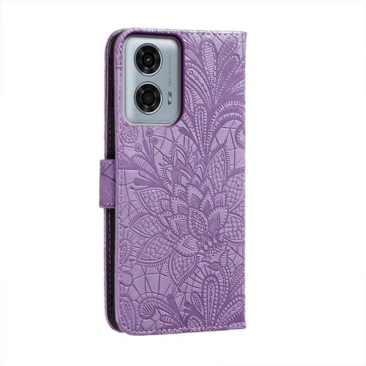 For Motorola Moto G24 Power Lace Flower Embossing Flip Leather Phone Case