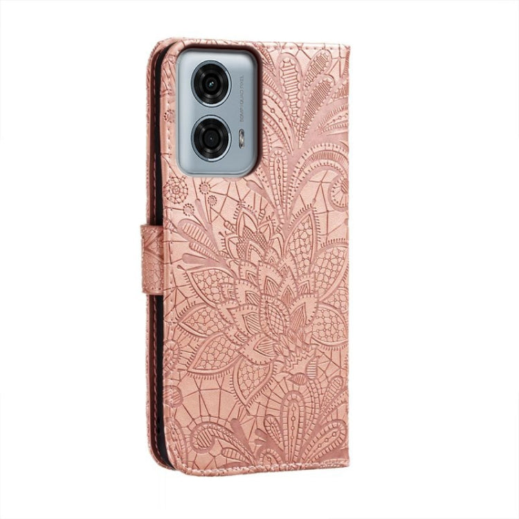 For Motorola Moto G24 Power Lace Flower Embossing Flip Leather Phone Case