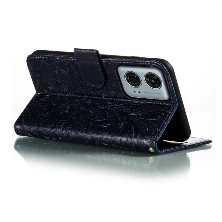 For Motorola Moto G24 Power Lace Flower Embossing Flip Leather Phone Case