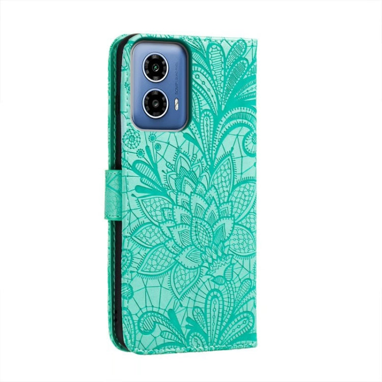 For Motorola Moto G34 Lace Flower Embossing Flip Leather Phone Case