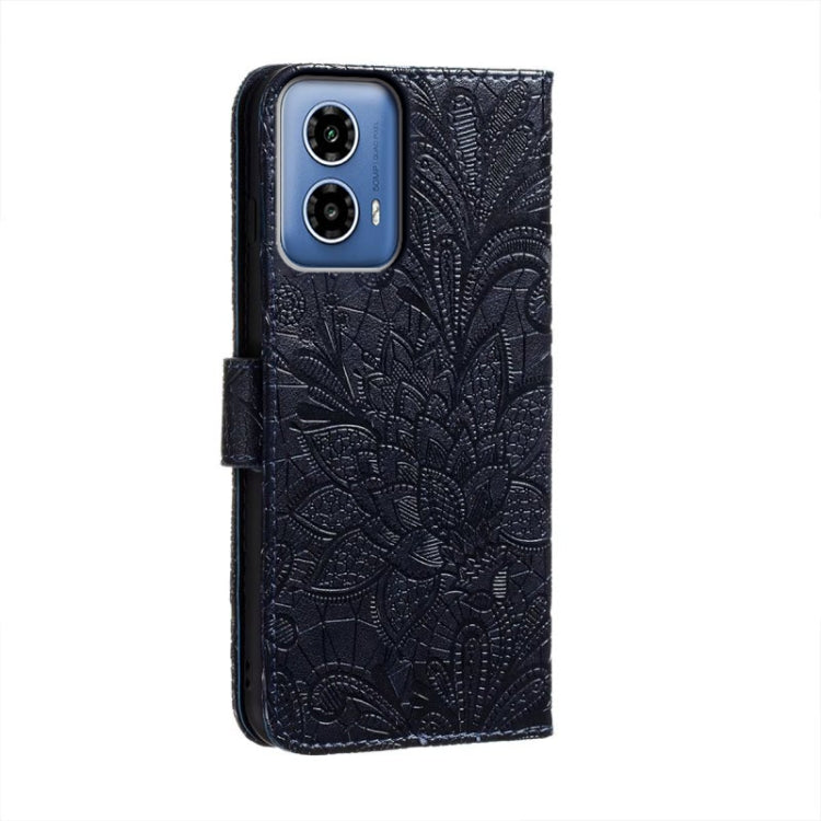 For Motorola Moto G34 Lace Flower Embossing Flip Leather Phone Case