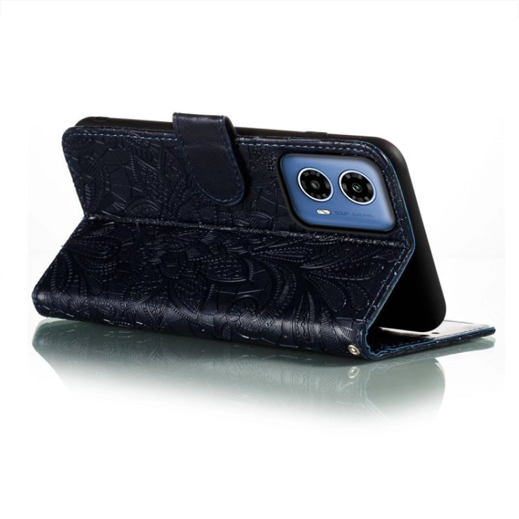 For Motorola Moto G34 Lace Flower Embossing Flip Leather Phone Case