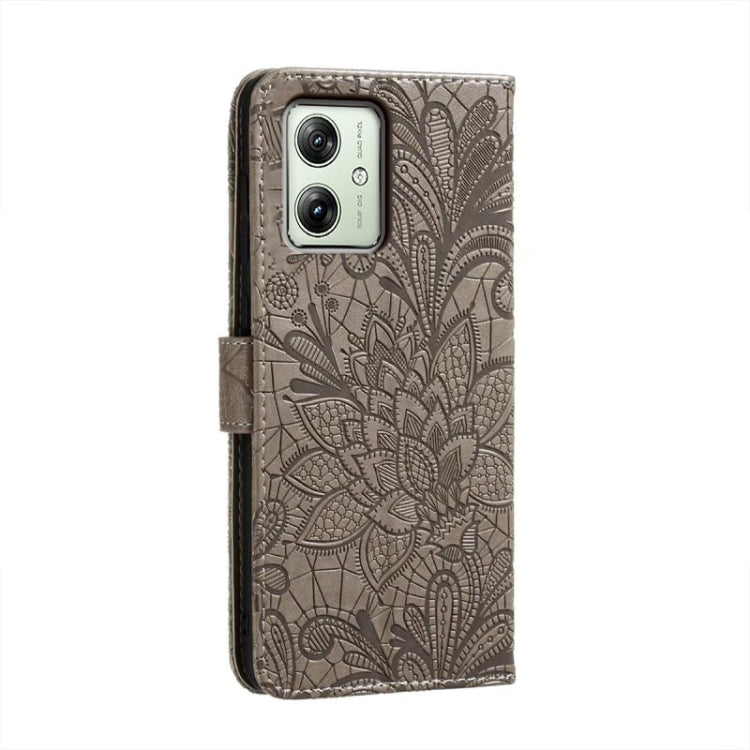 For Motorola Moto G54 Lace Flower Embossing Flip Leather Phone Case