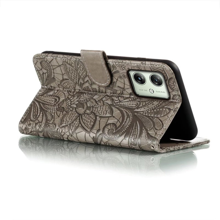 For Motorola Moto G54 Lace Flower Embossing Flip Leather Phone Case