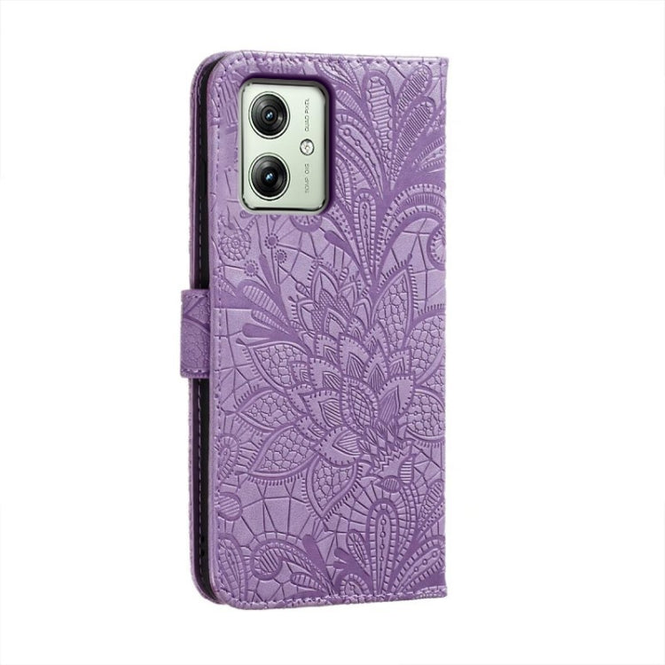 For Motorola Moto G54 Lace Flower Embossing Flip Leather Phone Case
