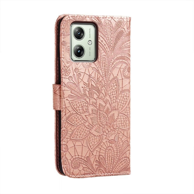 For Motorola Moto G54 Lace Flower Embossing Flip Leather Phone Case