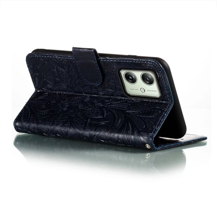 For Motorola Moto G54 Lace Flower Embossing Flip Leather Phone Case