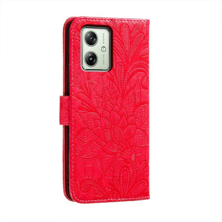 For Motorola Moto G54 Lace Flower Embossing Flip Leather Phone Case