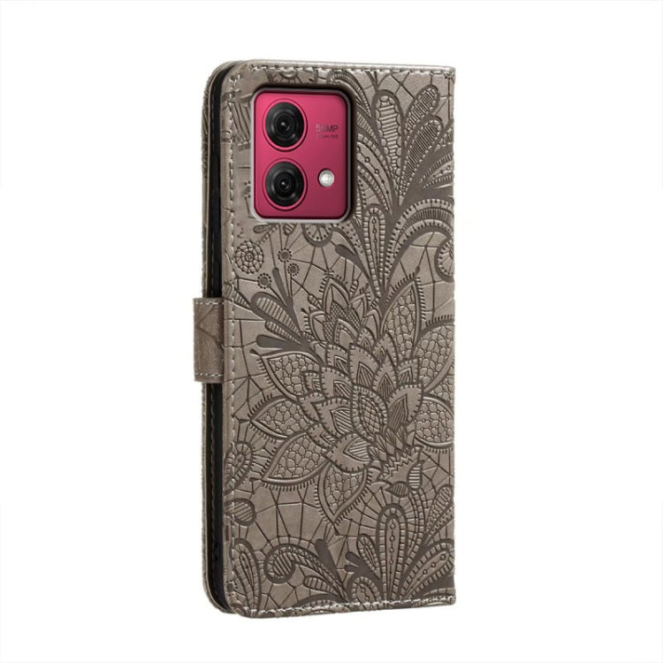 For Motorola Moto G84 Lace Flower Embossing Flip Leather Phone Case