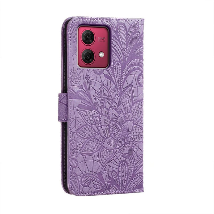 For Motorola Moto G84 Lace Flower Embossing Flip Leather Phone Case