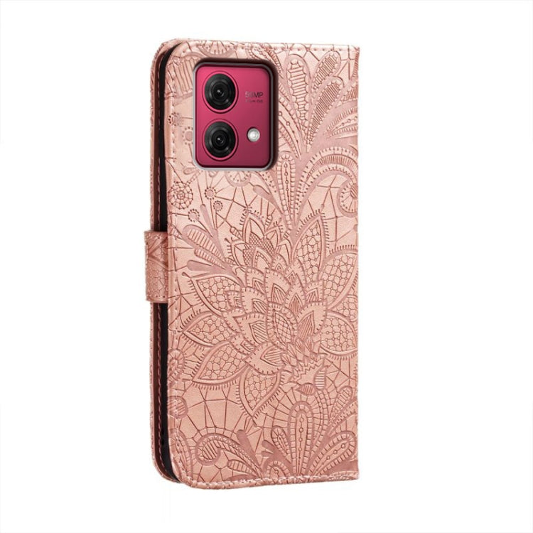 For Motorola Moto G84 Lace Flower Embossing Flip Leather Phone Case
