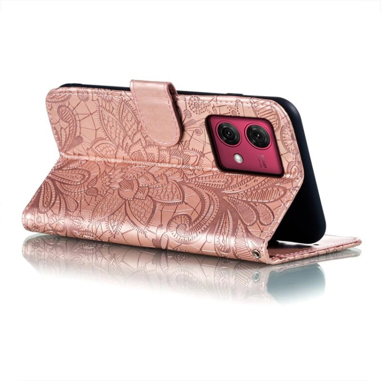 For Motorola Moto G84 Lace Flower Embossing Flip Leather Phone Case