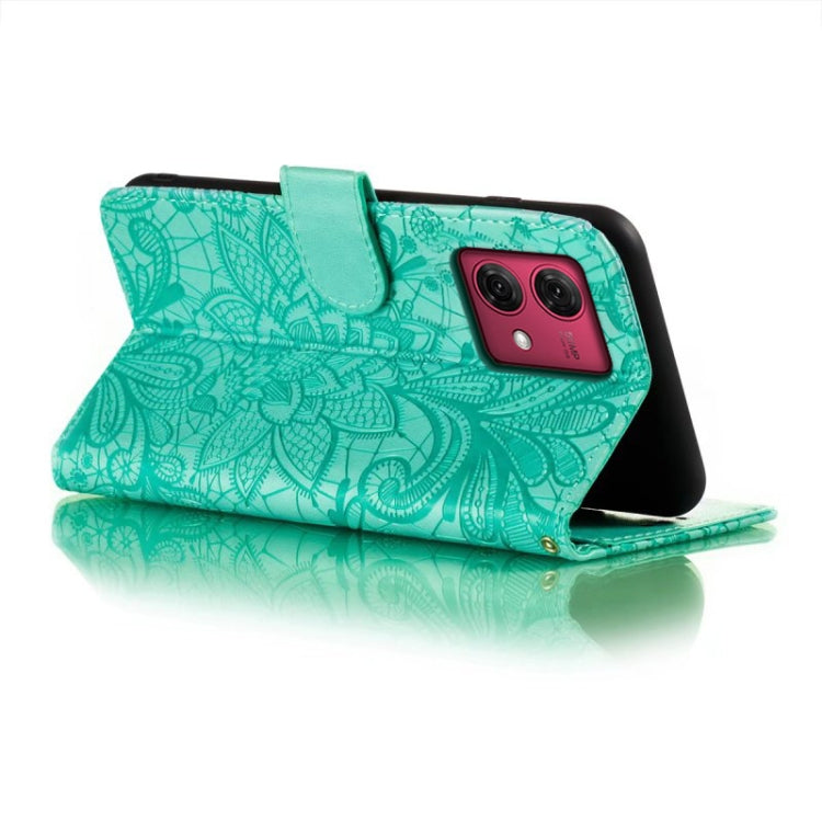 For Motorola Moto G84 Lace Flower Embossing Flip Leather Phone Case