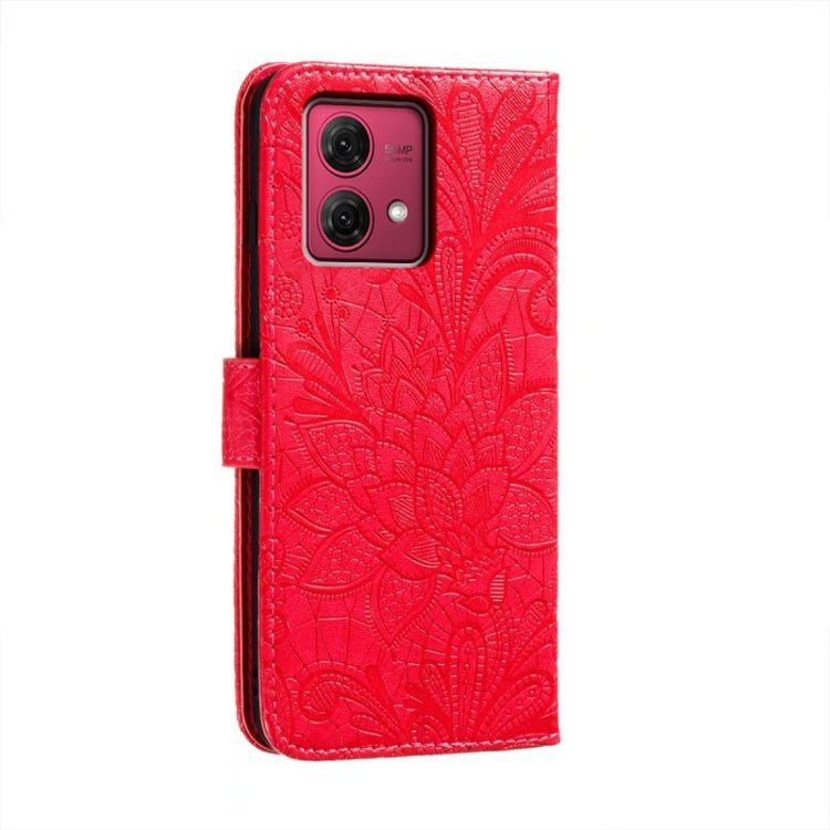 For Motorola Moto G84 Lace Flower Embossing Flip Leather Phone Case