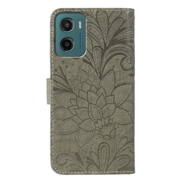For Motorola Moto G05 / E15 Lace Flower Embossing Flip Leather Phone Case