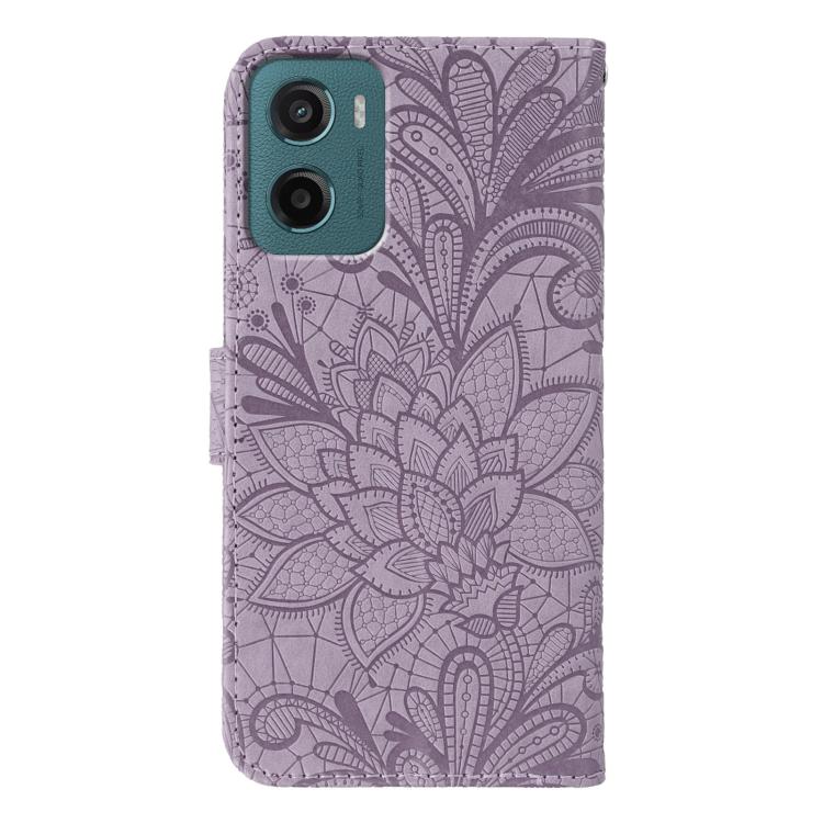 For Motorola Moto G05 / E15 Lace Flower Embossing Flip Leather Phone Case