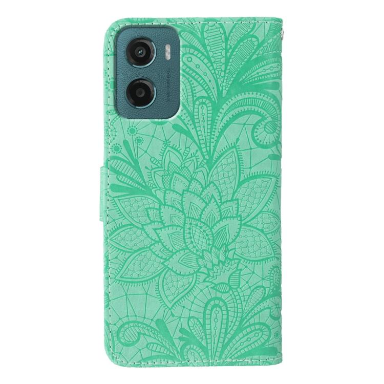 For Motorola Moto G05 / E15 Lace Flower Embossing Flip Leather Phone Case