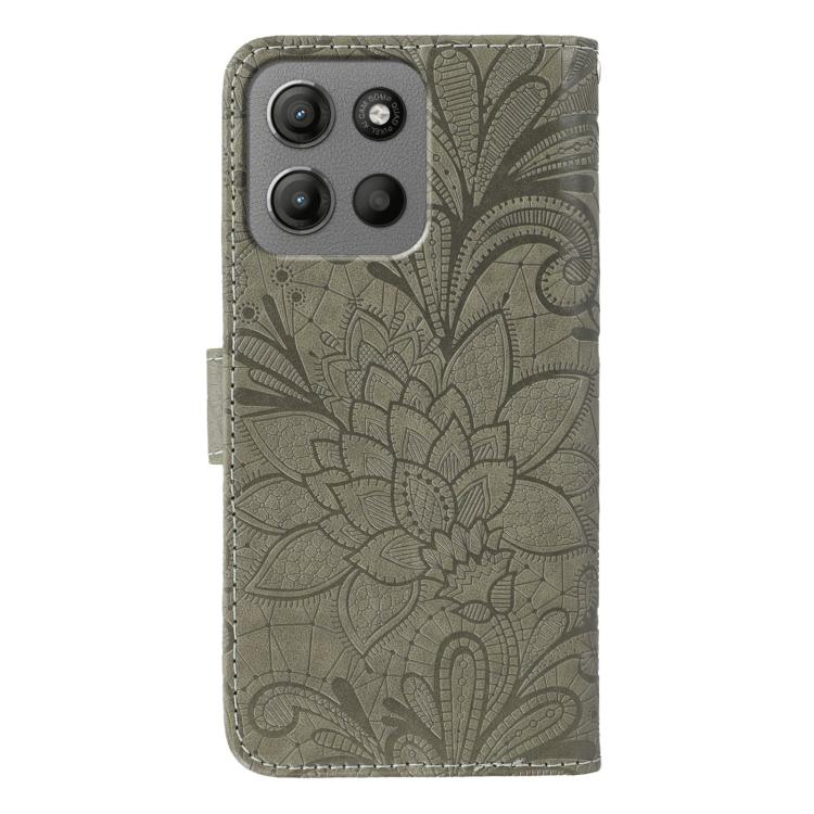 For Motorola Moto G15 Lace Flower Embossing Flip Leather Phone Case