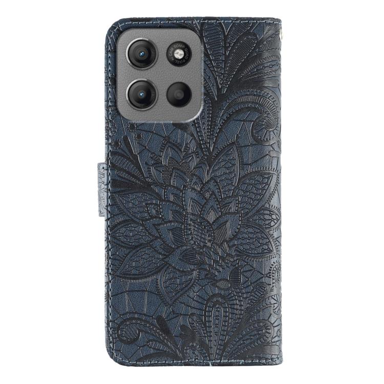 For Motorola Moto G15 Lace Flower Embossing Flip Leather Phone Case