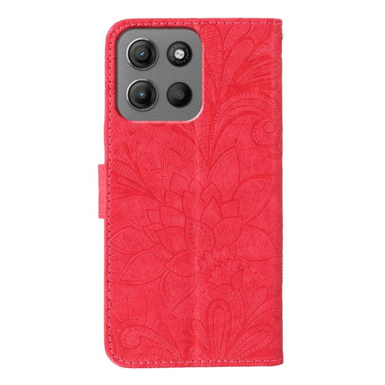 For Motorola Moto G15 Lace Flower Embossing Flip Leather Phone Case