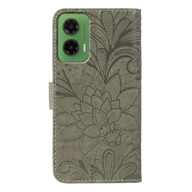 For Motorola Moto G35 Lace Flower Embossing Flip Leather Phone Case