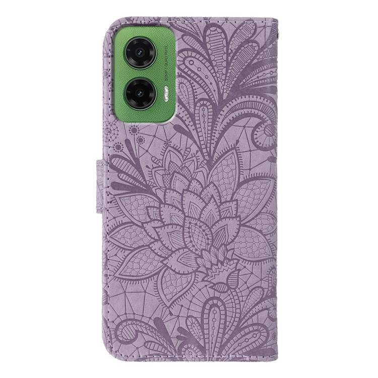 For Motorola Moto G35 Lace Flower Embossing Flip Leather Phone Case