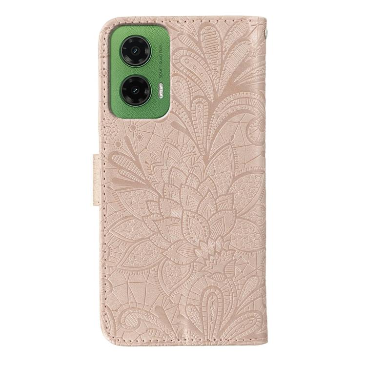 For Motorola Moto G35 Lace Flower Embossing Flip Leather Phone Case