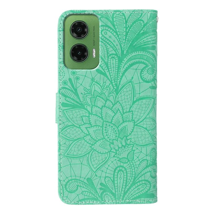 For Motorola Moto G35 Lace Flower Embossing Flip Leather Phone Case