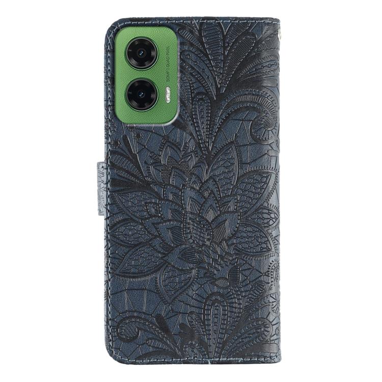 For Motorola Moto G35 Lace Flower Embossing Flip Leather Phone Case