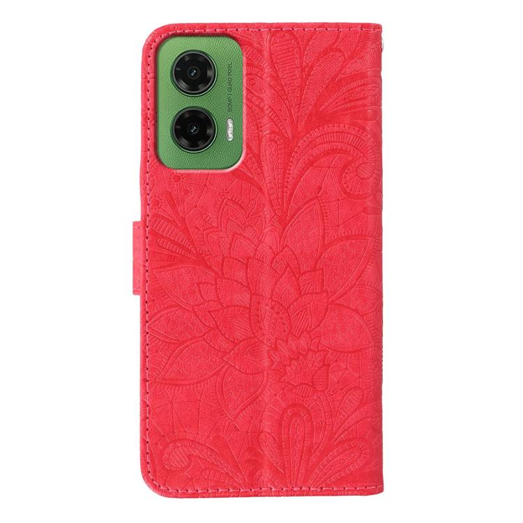 For Motorola Moto G35 Lace Flower Embossing Flip Leather Phone Case