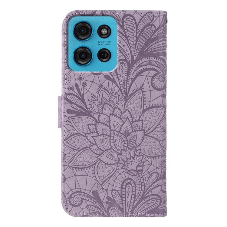 For Motorola Moto G75 5G Lace Flower Embossing Flip Leather Phone Case