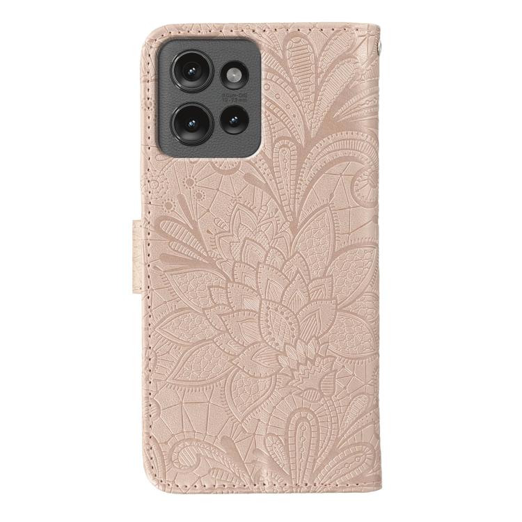 For Motorola Edge 50 Lace Flower Embossing Flip Leather Phone Case