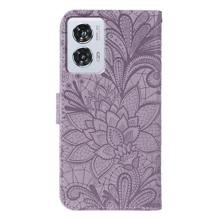 For Motorola Edge 50 Fusion Lace Flower Embossing Flip Leather Phone Case