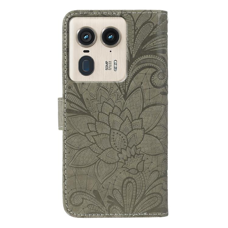 For Motorola Edge 50 Ultra Lace Flower Embossing Flip Leather Phone Case